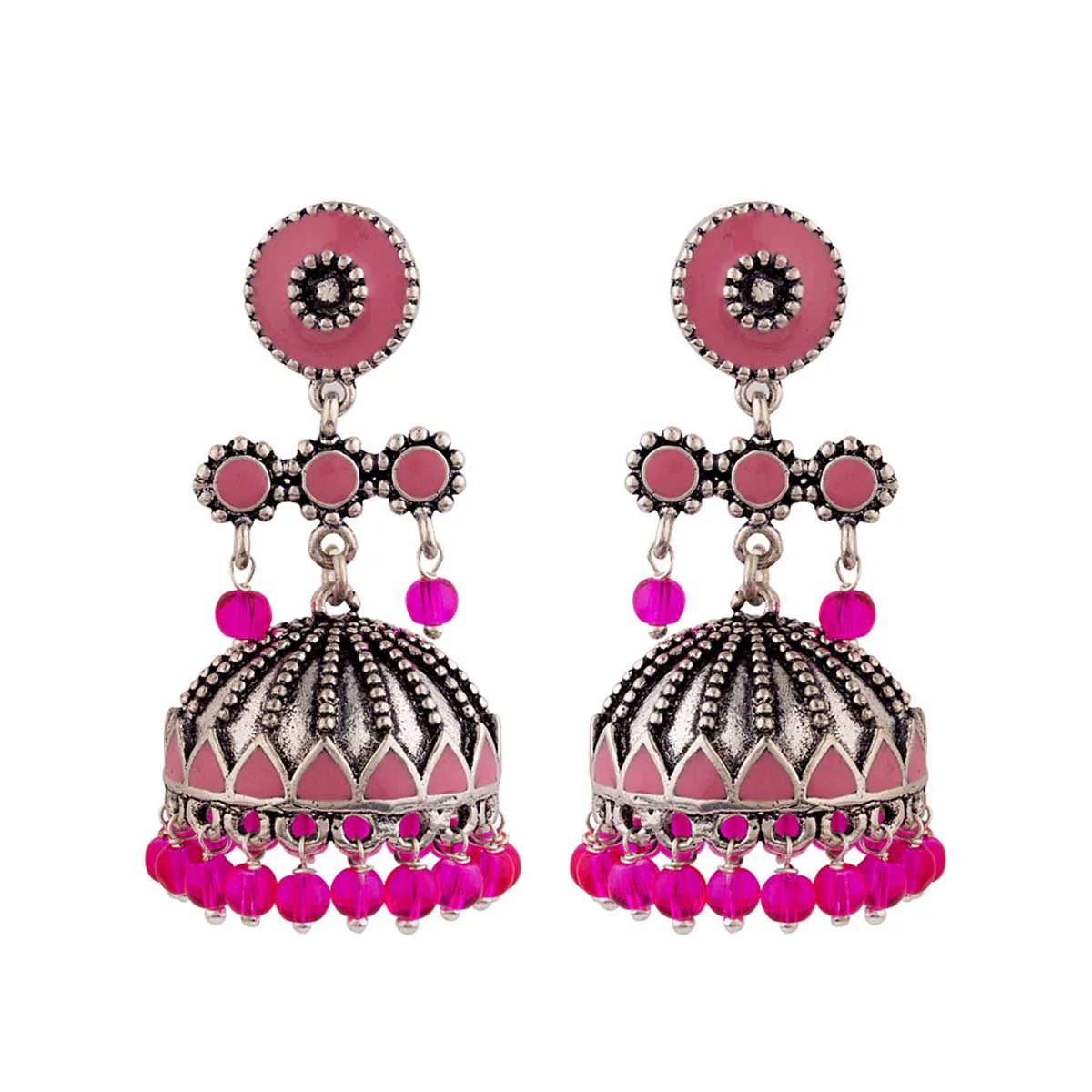 Rangabati Pink Beads Earrings - Image 3
