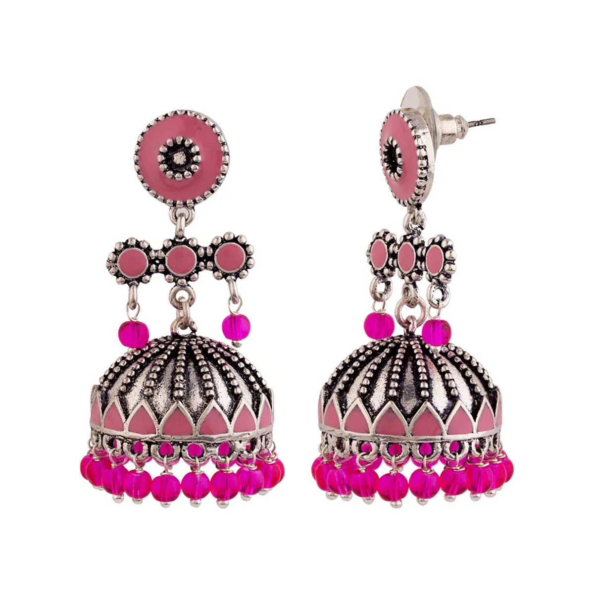 Rangabati Pink Beads Earrings - Image 4