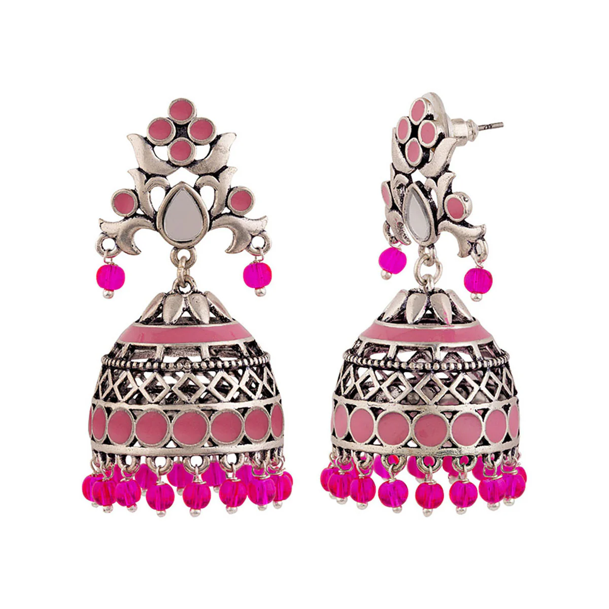 Rangabati Pink Embellishments Jhumka Earrings - Image 4