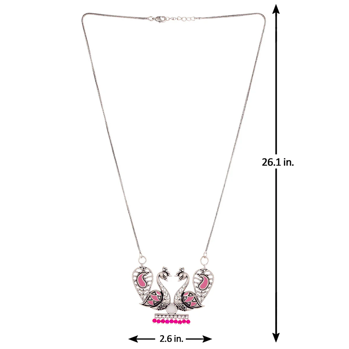 Rangabati Pink Embellishments Peacocks Necklace - Image 6