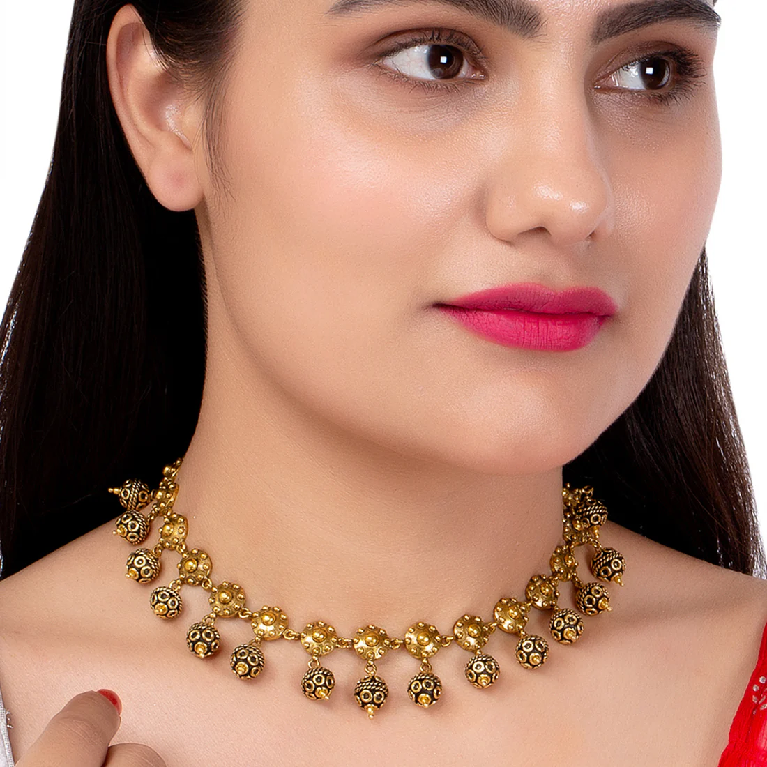 Rava Ball Ball Drop Choker Necklace - Image 2