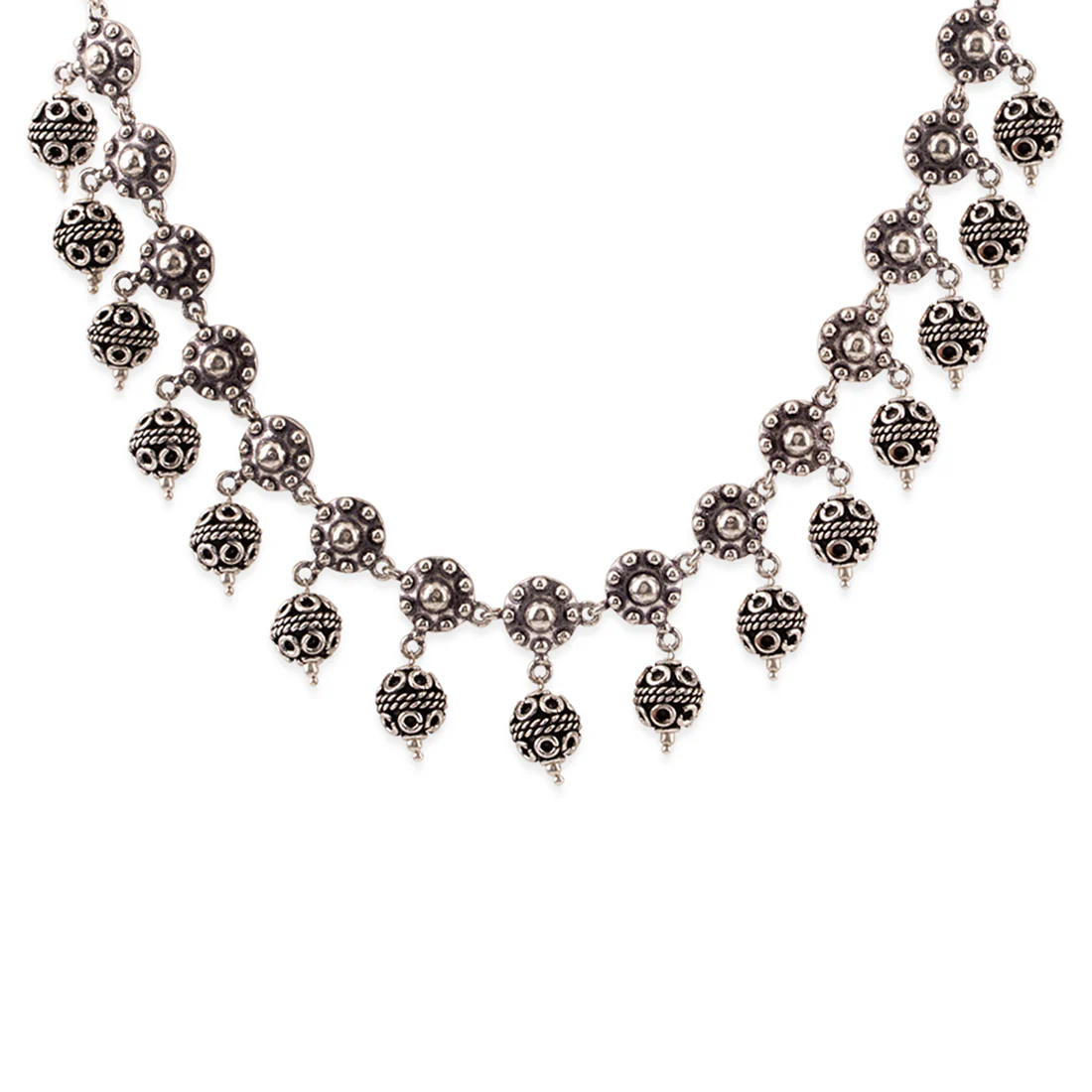 Rava Ball Ball Drop Oxidized Necklace - Image 3