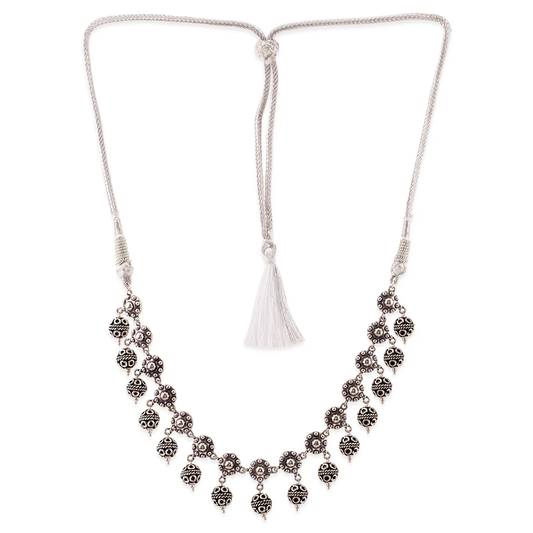 Rava Ball Ball Drop Oxidized Necklace - Image 4