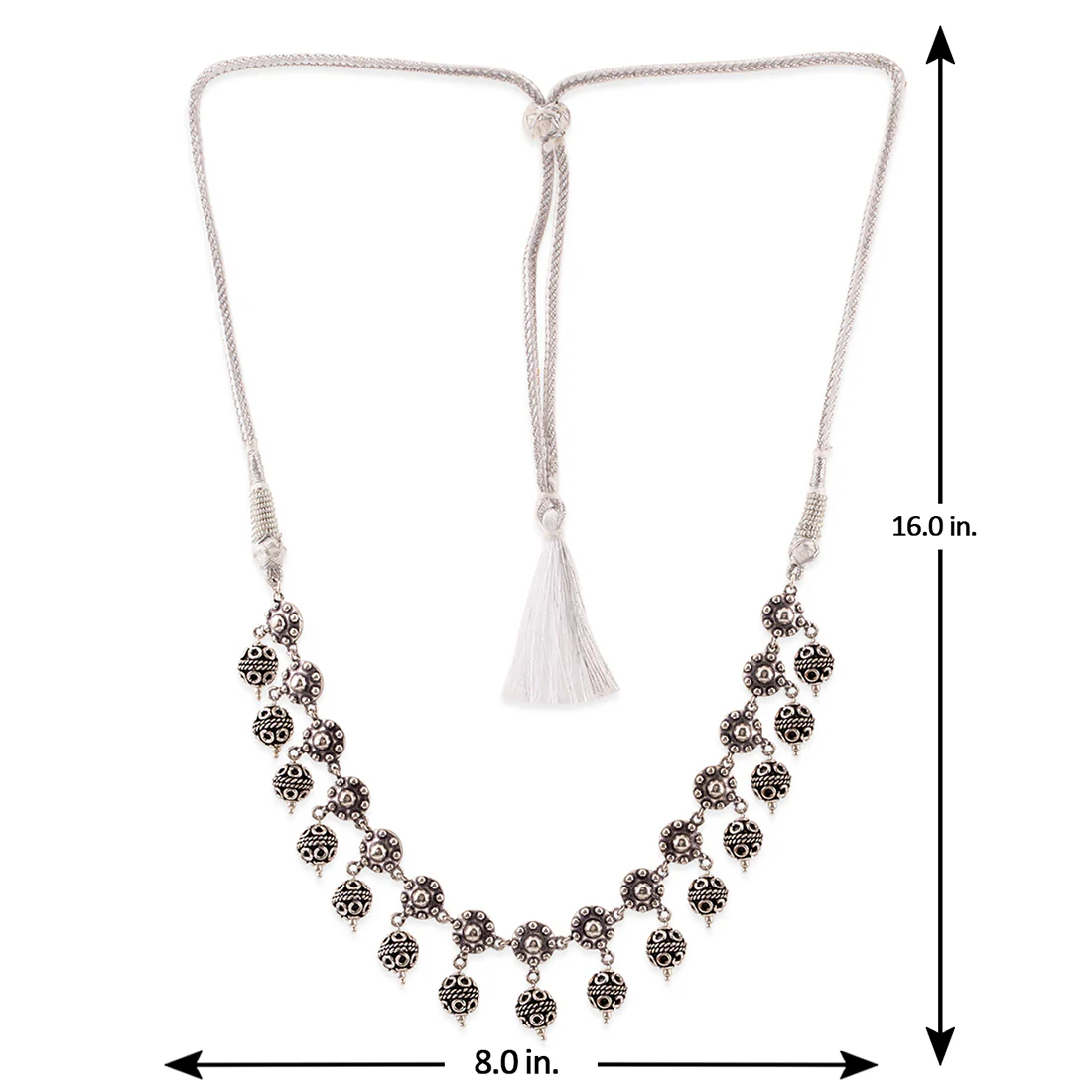 Rava Ball Ball Drop Oxidized Necklace - Image 5