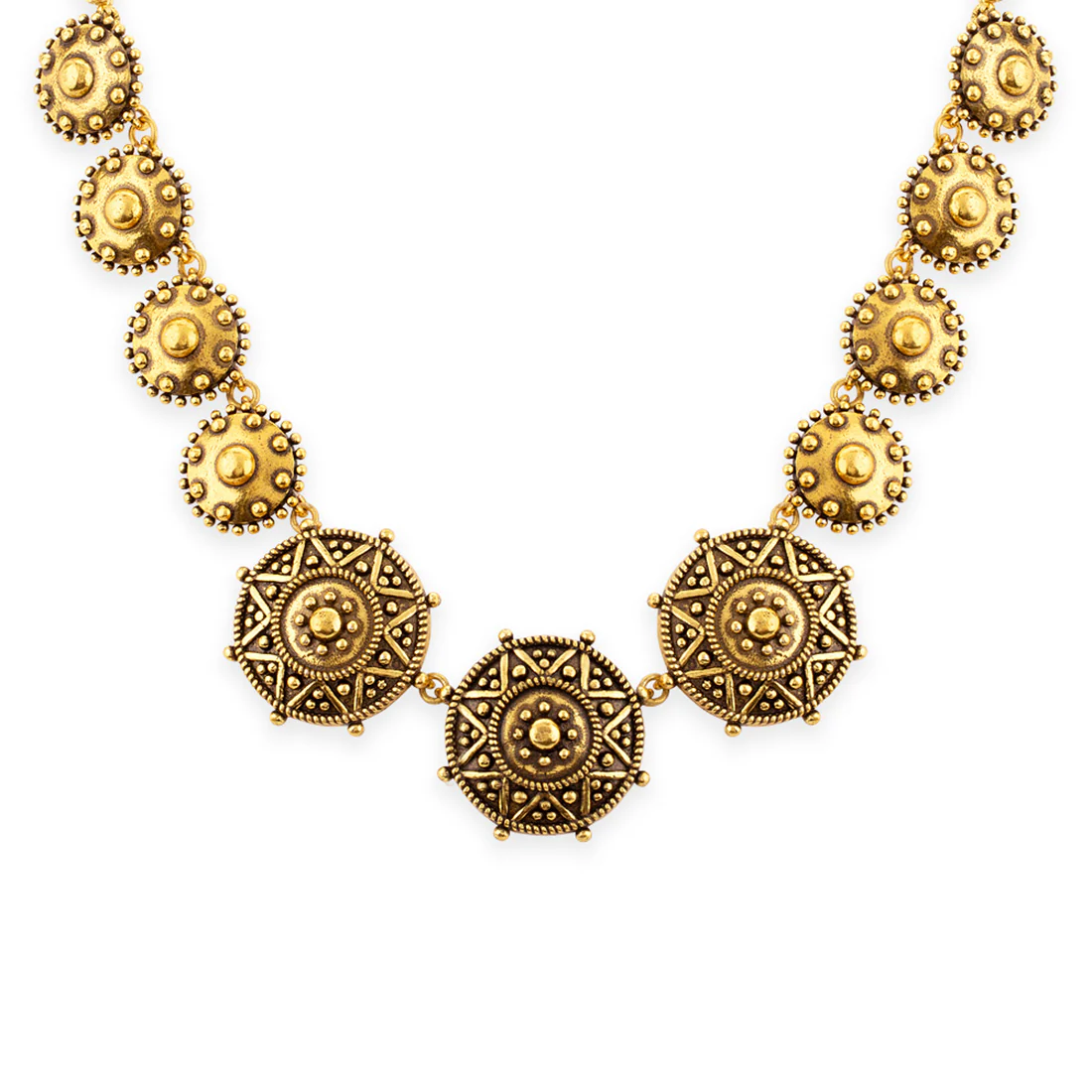 Rava Ball Brass Oxidized Statement Necklace - Image 3
