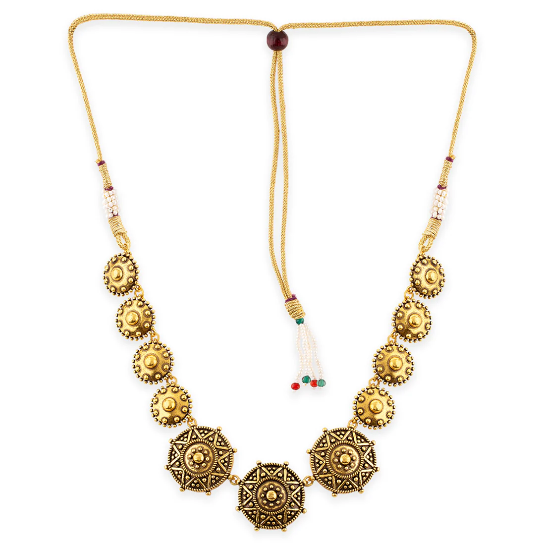 Rava Ball Brass Oxidized Statement Necklace - Image 4