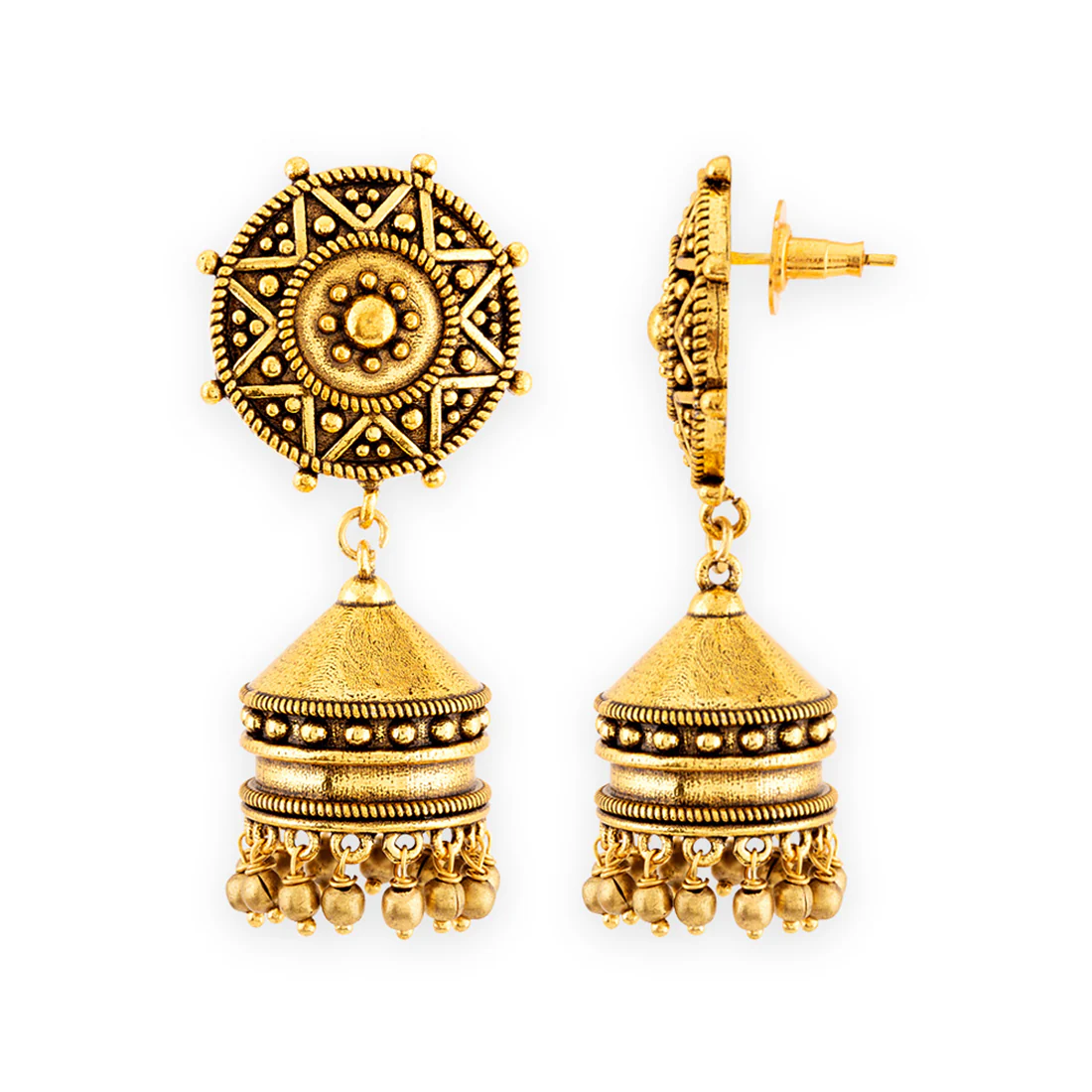 Rava Ball Ghungroo Drop Jhumka Earrings - Image 4