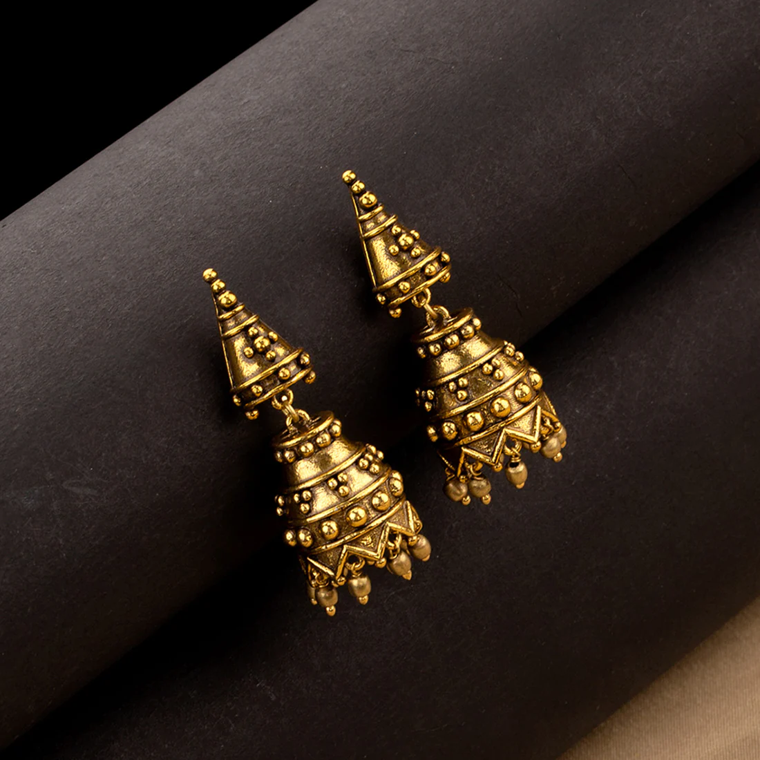 Rava Ball Gungroo Drop Jhumka Earrings