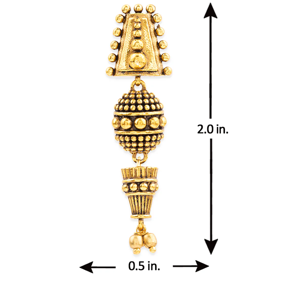 Rava Ball Intricate Oxidized Long Earrings - Image 6