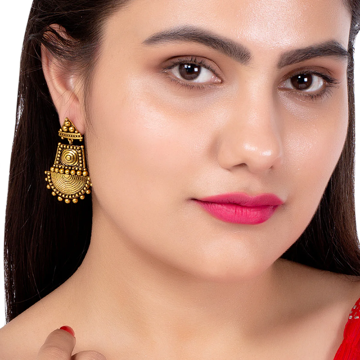 Rava Ball Oxidised Gold Earrings - Image 2