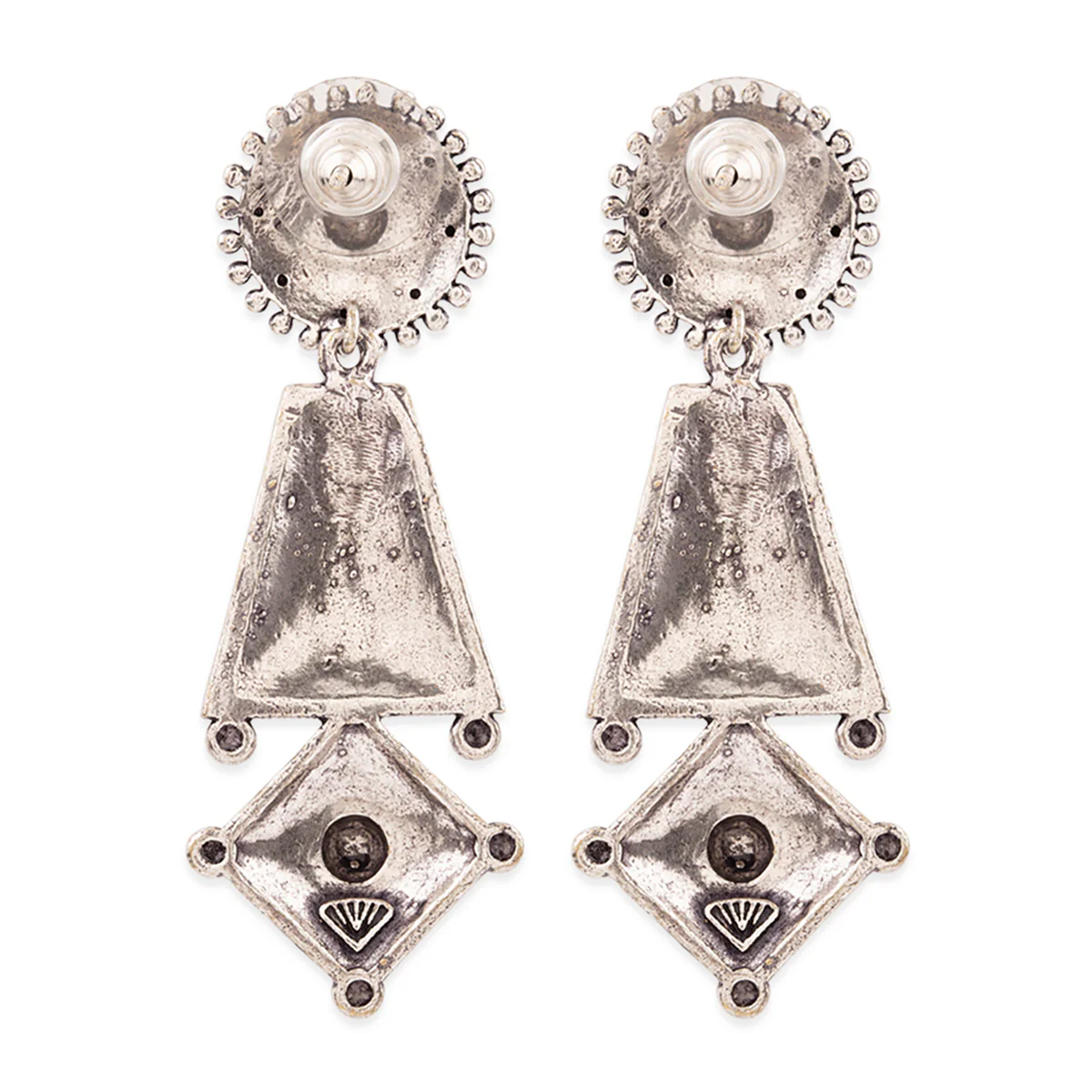 Rava Ball Oxidized Geometric Long Earrings - Image 5
