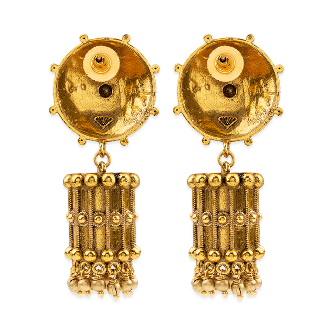Rava Ball Oxidized Gold Earrings - Image 5