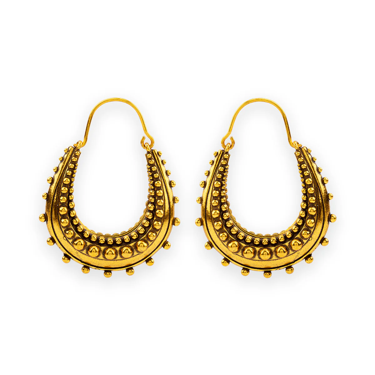 Rava Ball Oxidized Gold Hoop Earrings - Image 3