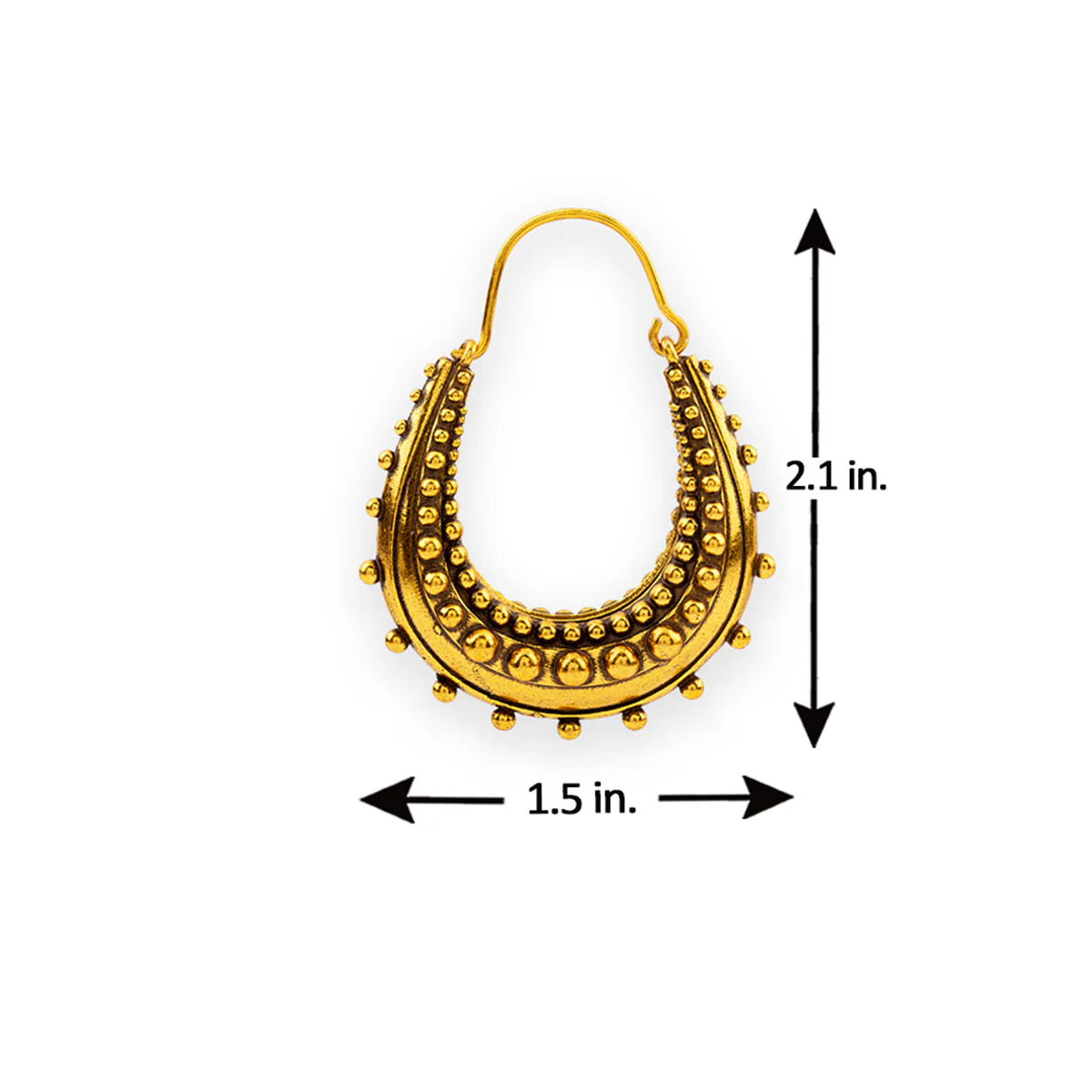 Rava Ball Oxidized Gold Hoop Earrings - Image 5