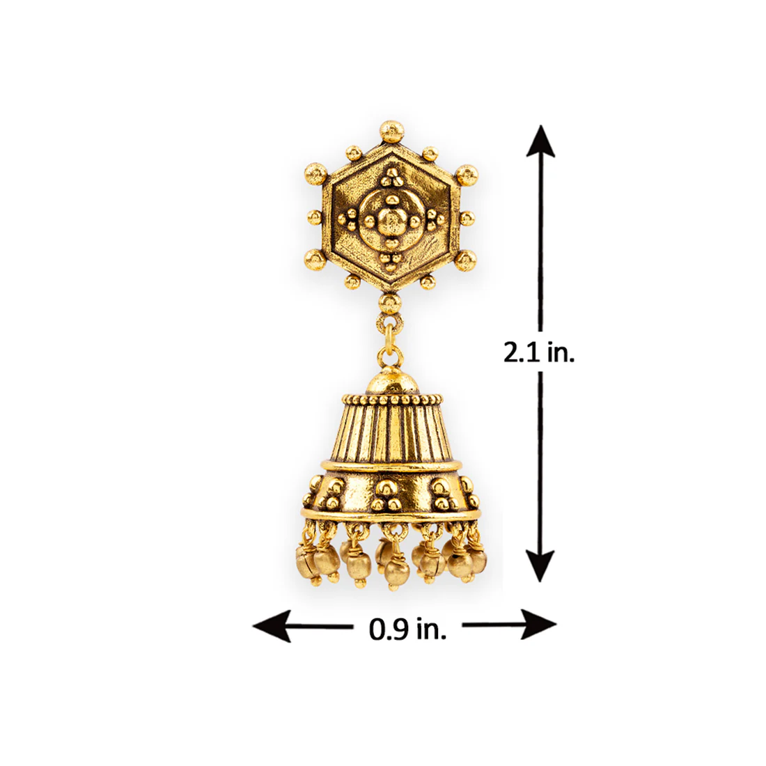 Rava Ball Oxidized Gold Plated Drop Jhumka Earrings - Image 6