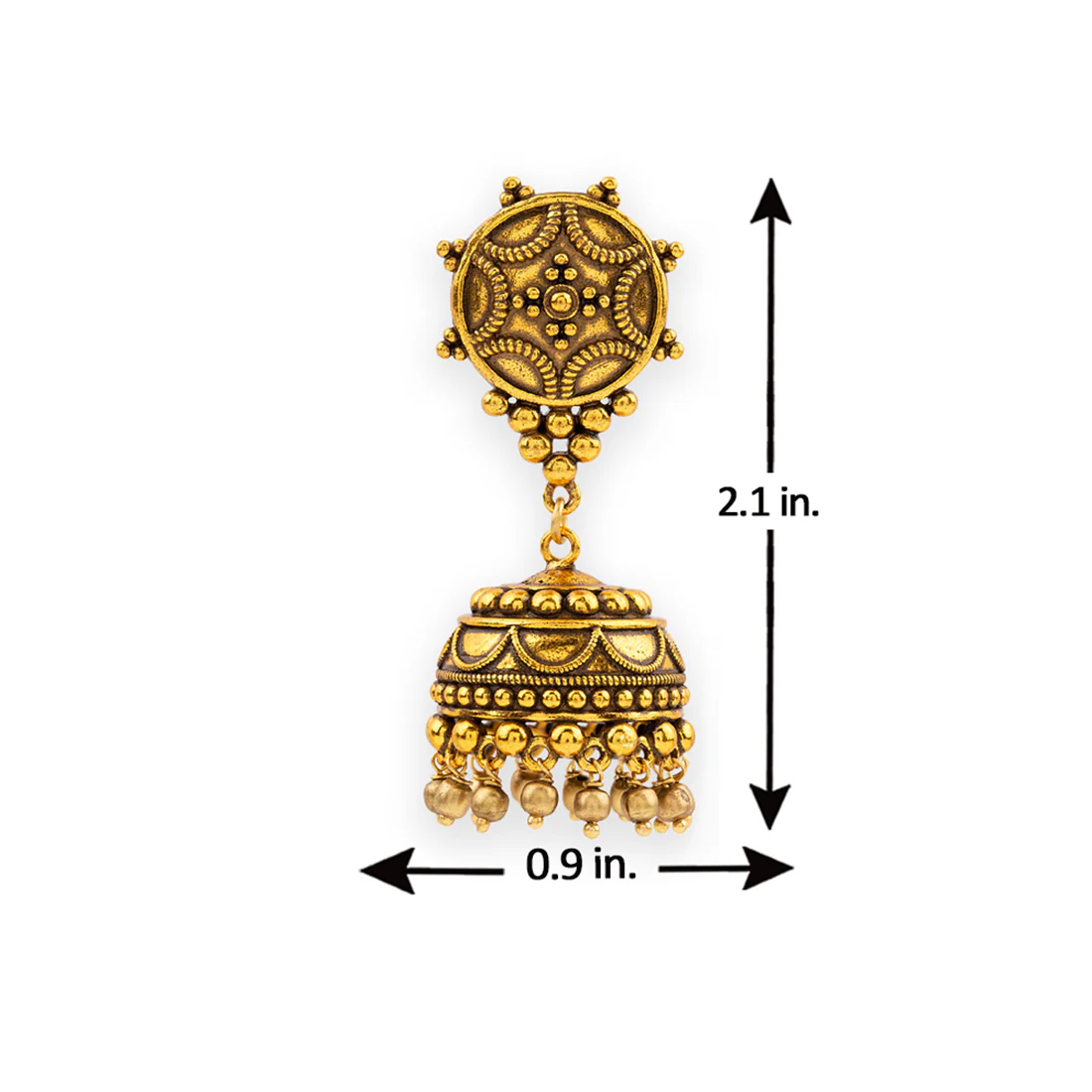 Rava Ball Oxidized Gold Plated Jhumka Earrings - Image 6