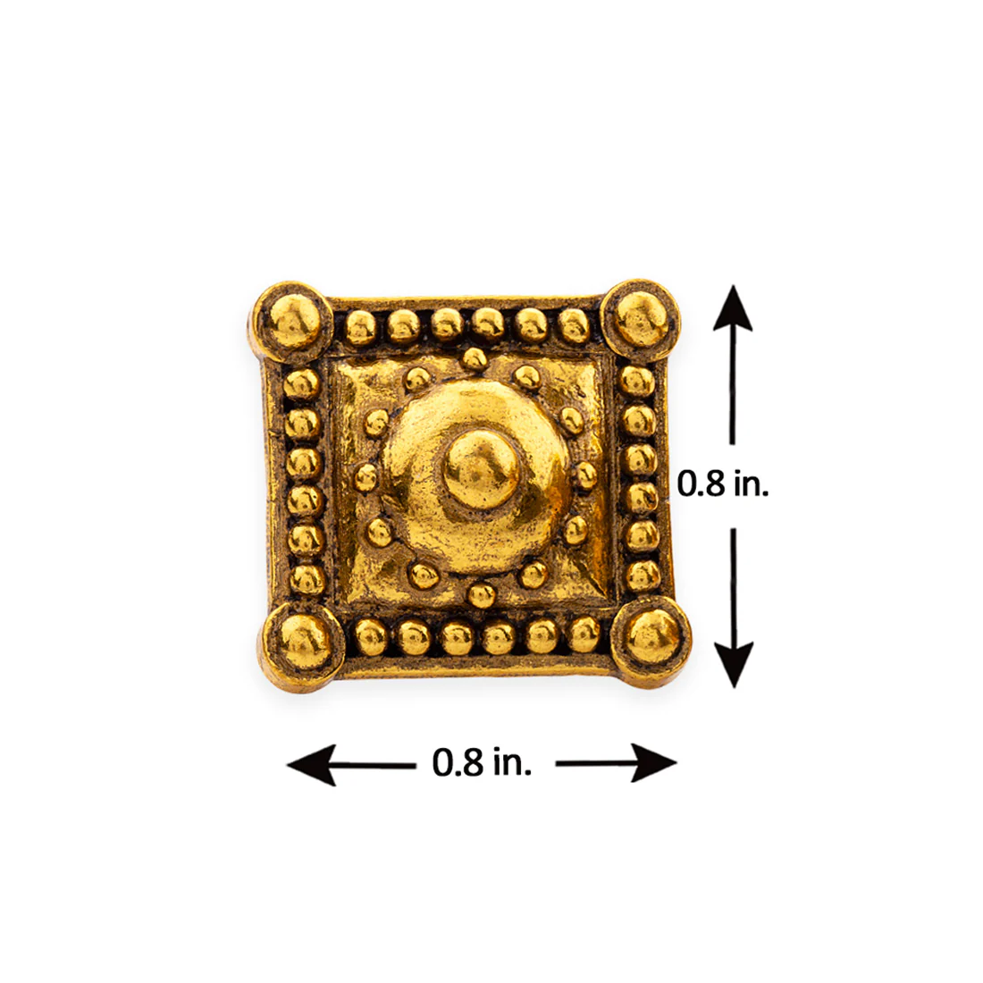 Rava Ball Oxidized Gold Square-Shaped Stud Earrings - Image 6