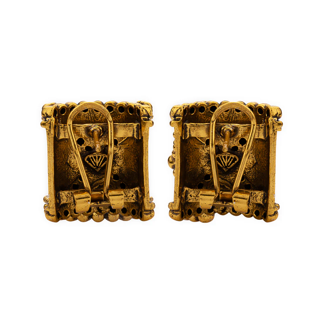 Rava Ball Oxidized Gold Stud Earrings - Image 5