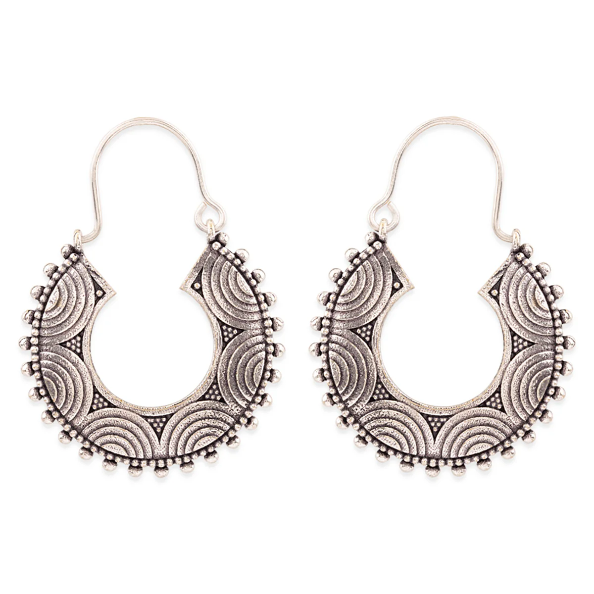 Rava Ball Oxidized Hoop Style Earrings - Image 3