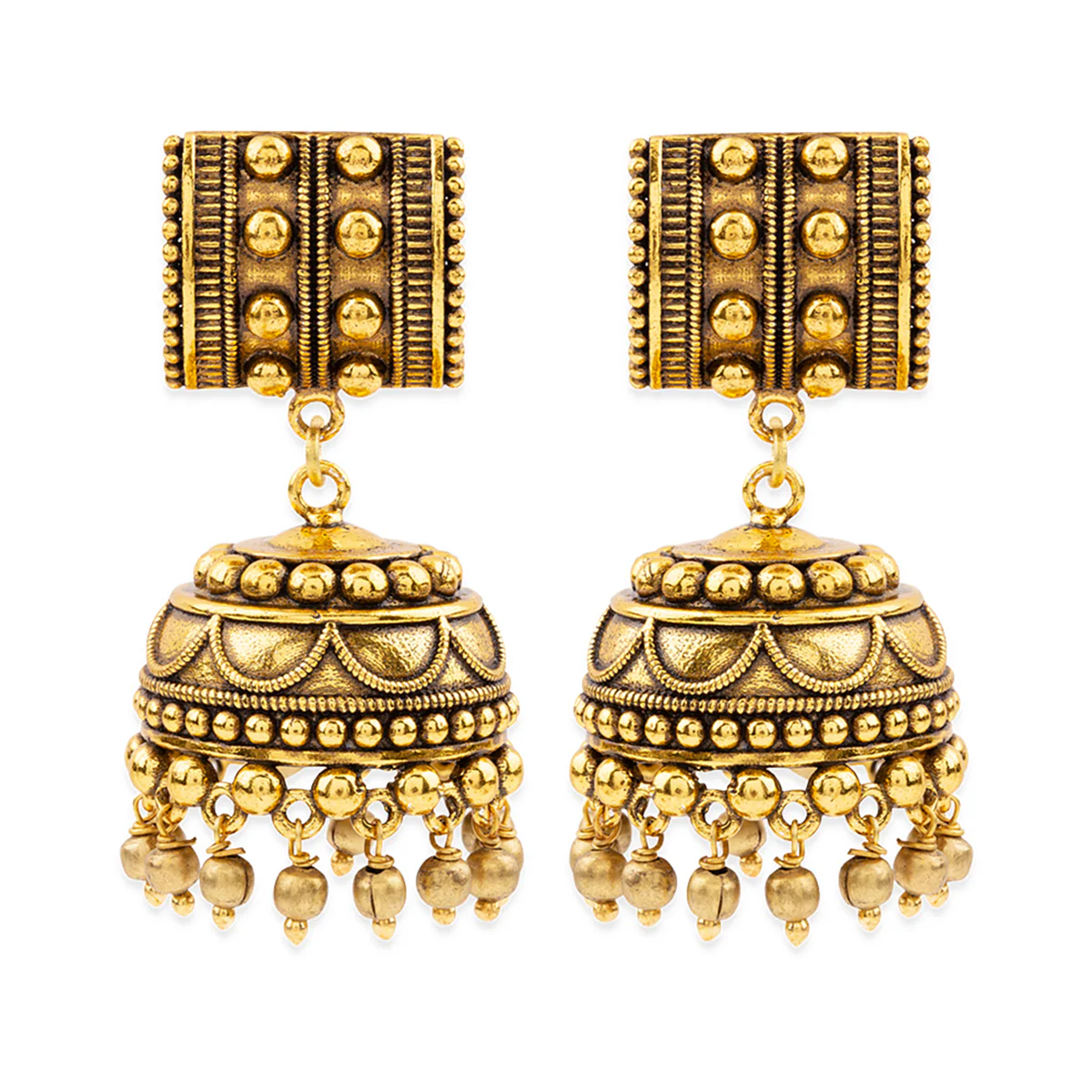 Rava Ball Oxidized Jhumka Style Earrings - Image 3