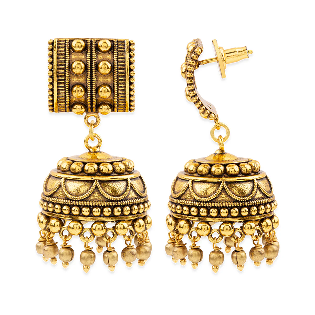 Rava Ball Oxidized Jhumka Style Earrings - Image 4