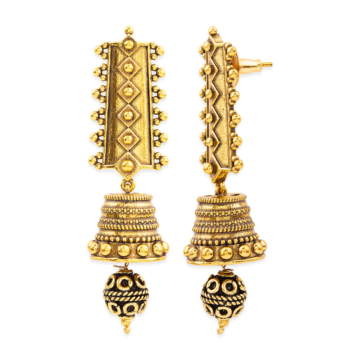 Rava Ball Oxidized Jhumki Style Earrings - Image 4