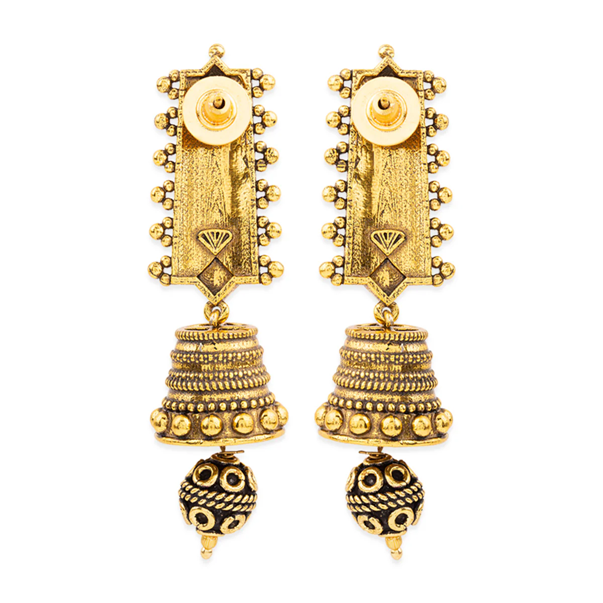 Rava Ball Oxidized Jhumki Style Earrings - Image 5
