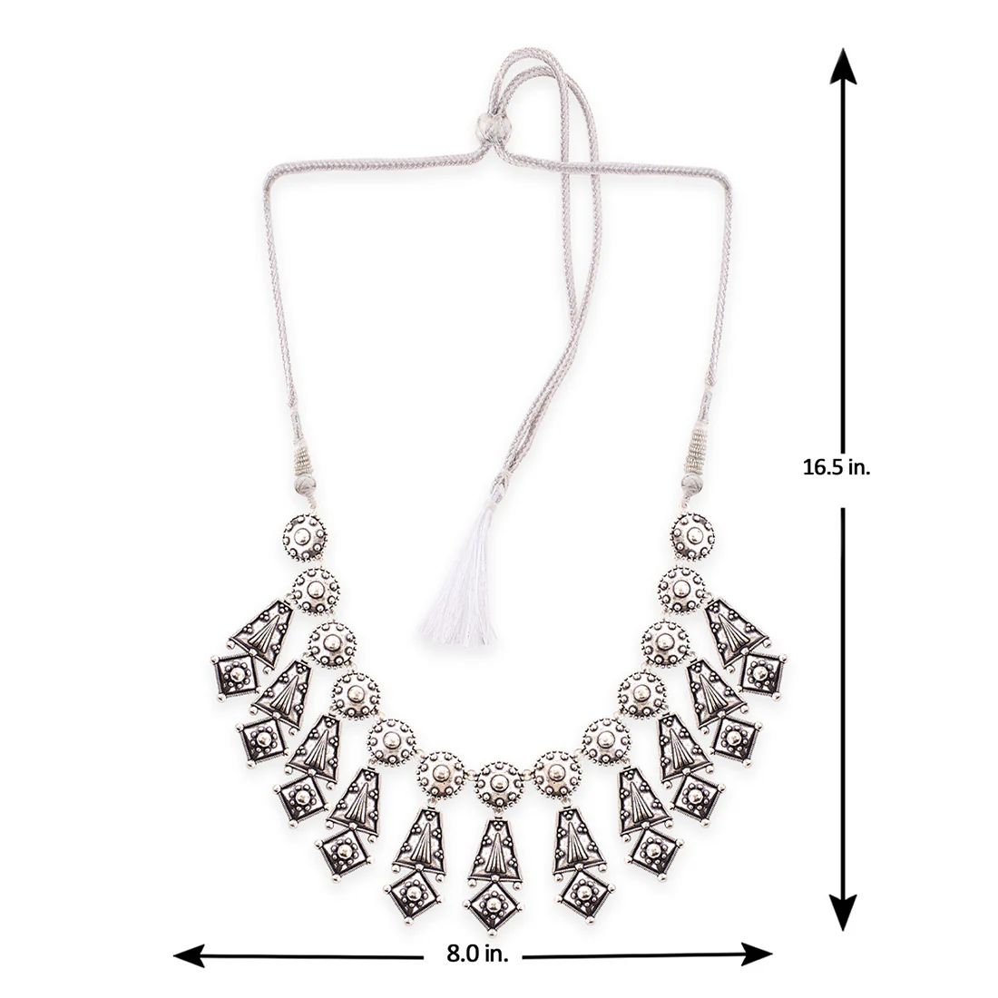 Rava Ball Oxidized Silver Plated Statement Necklace - Image 5