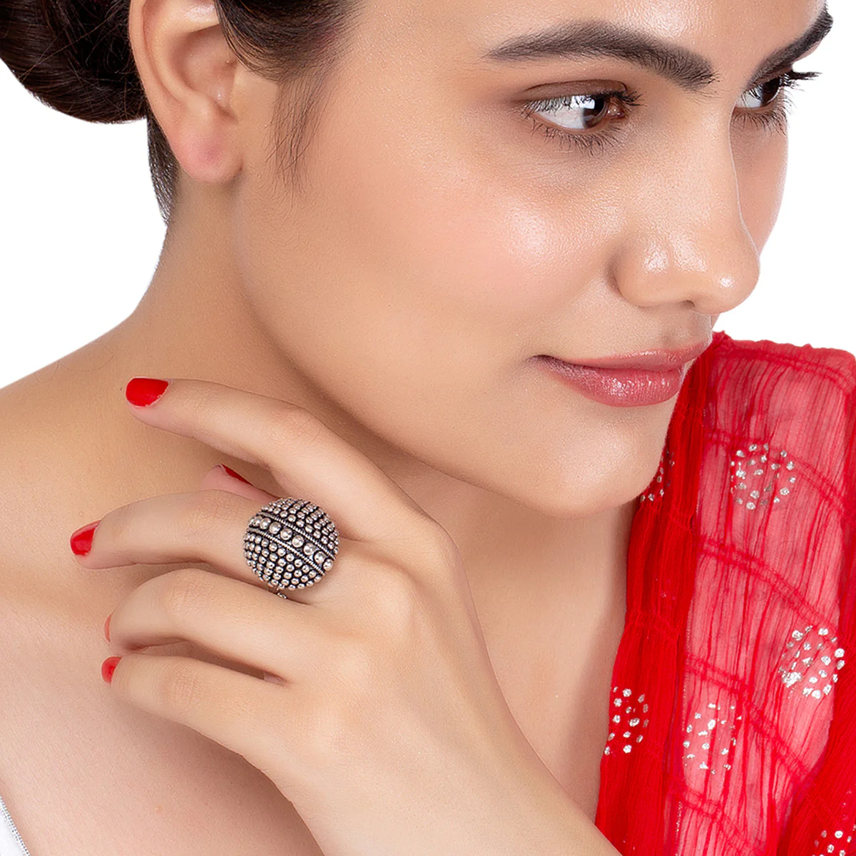 Rava Ball Oxidized Statement Ring - Image 2