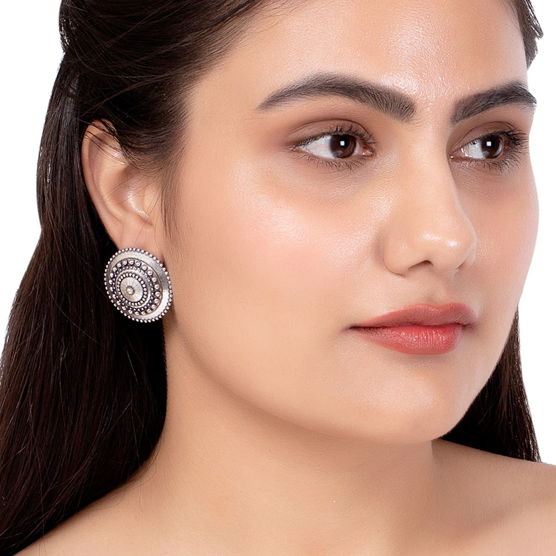 Rava Ball Oxidized Statement Studs - Image 2