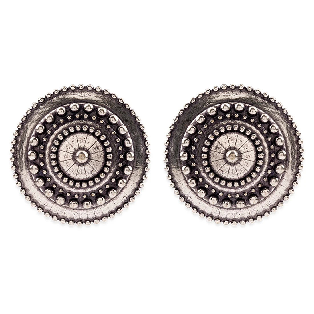 Rava Ball Oxidized Statement Studs - Image 3