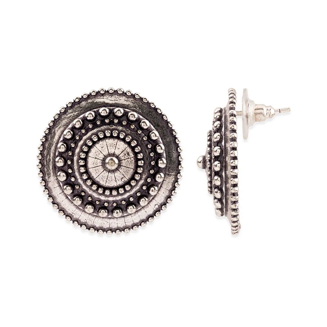 Rava Ball Oxidized Statement Studs - Image 4