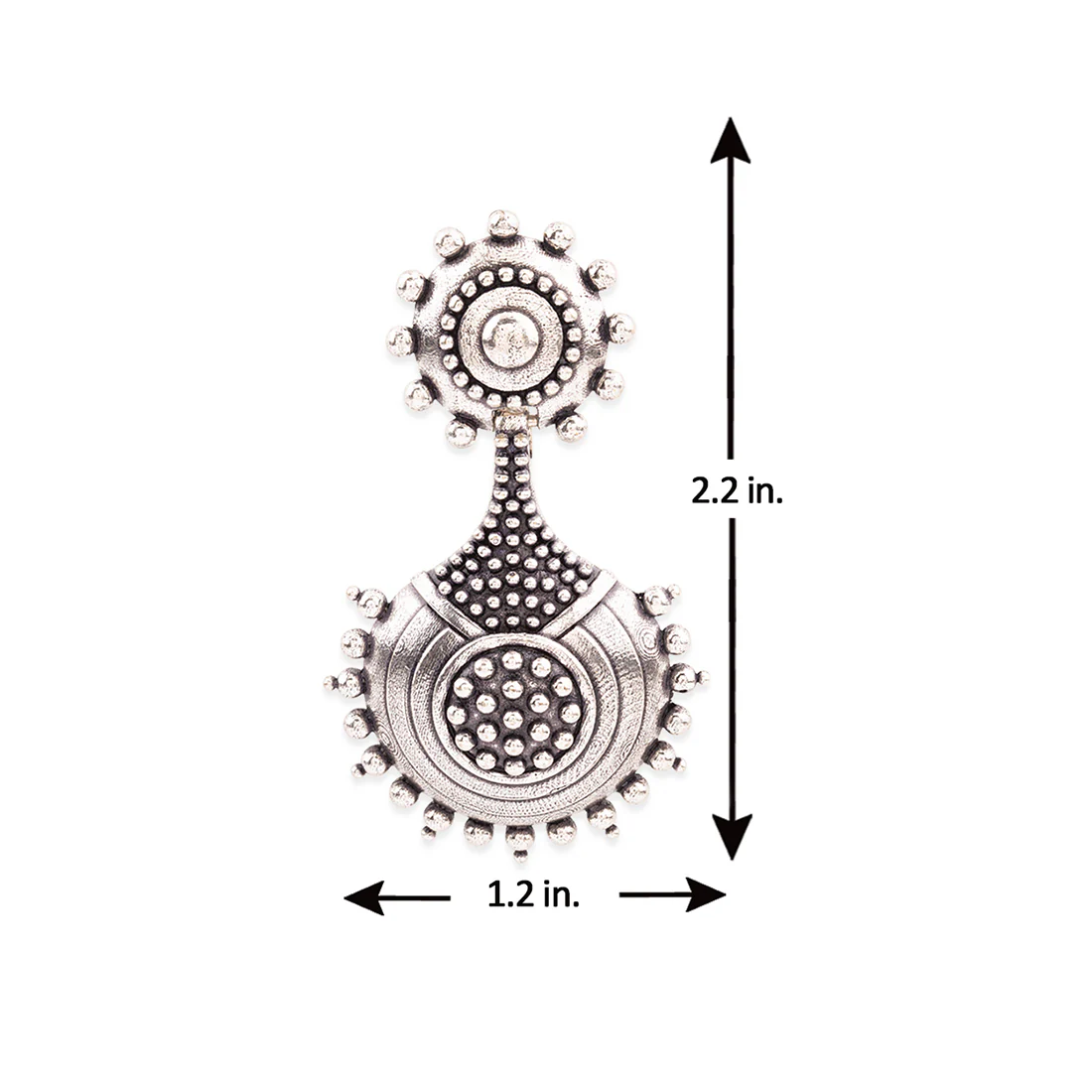 Rava Ball Round Silver Oxidized Earrings - Image 6