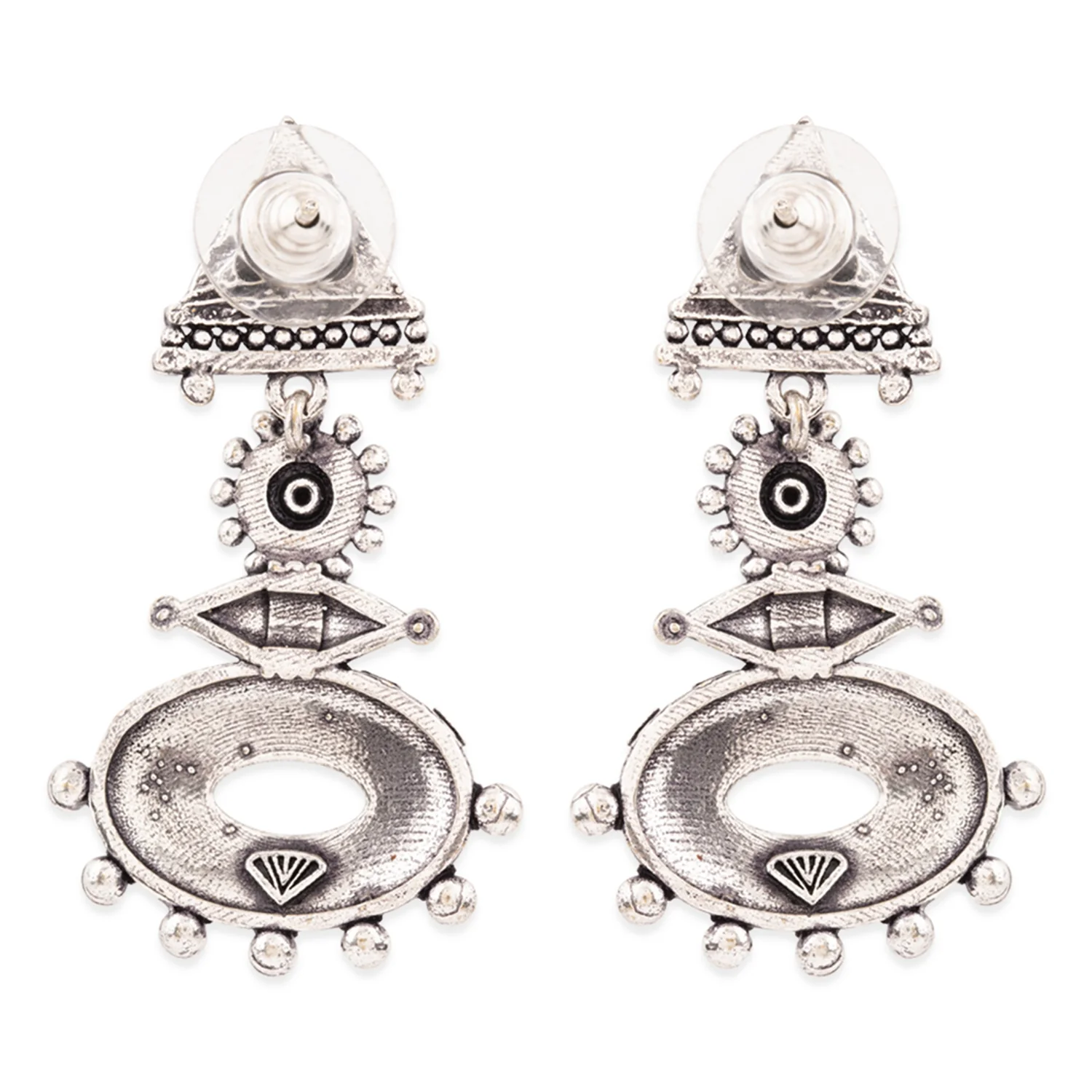 Rava Ball Silver Oxidized Dangle Earrings - Image 5