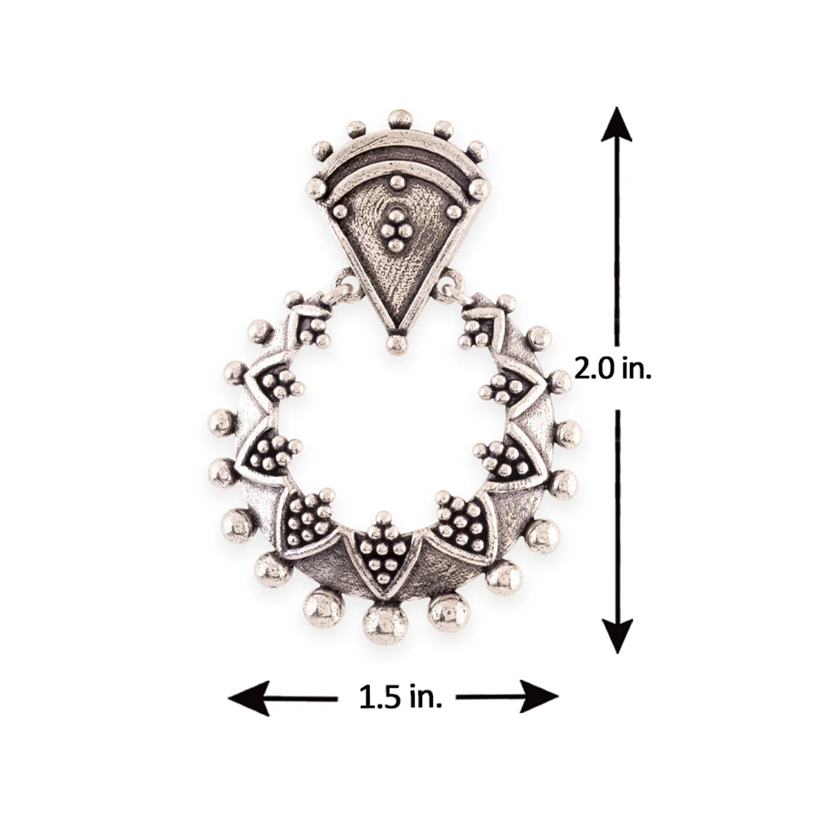 Rava Ball Silver Oxidized Plated Hoop Style Earrings - Image 6