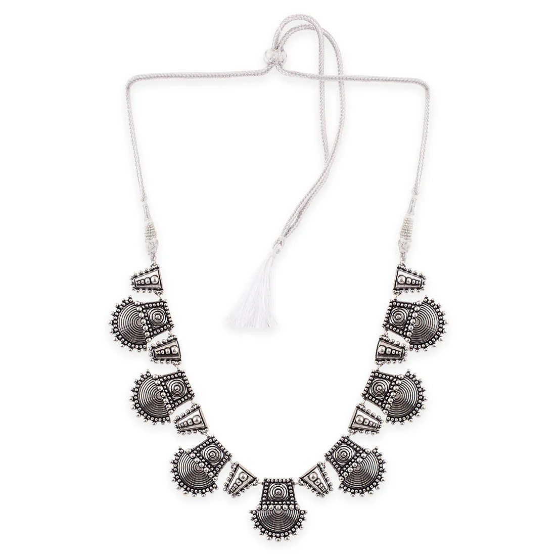 Rava Ball Silver Oxidized Statement Necklace - Image 4