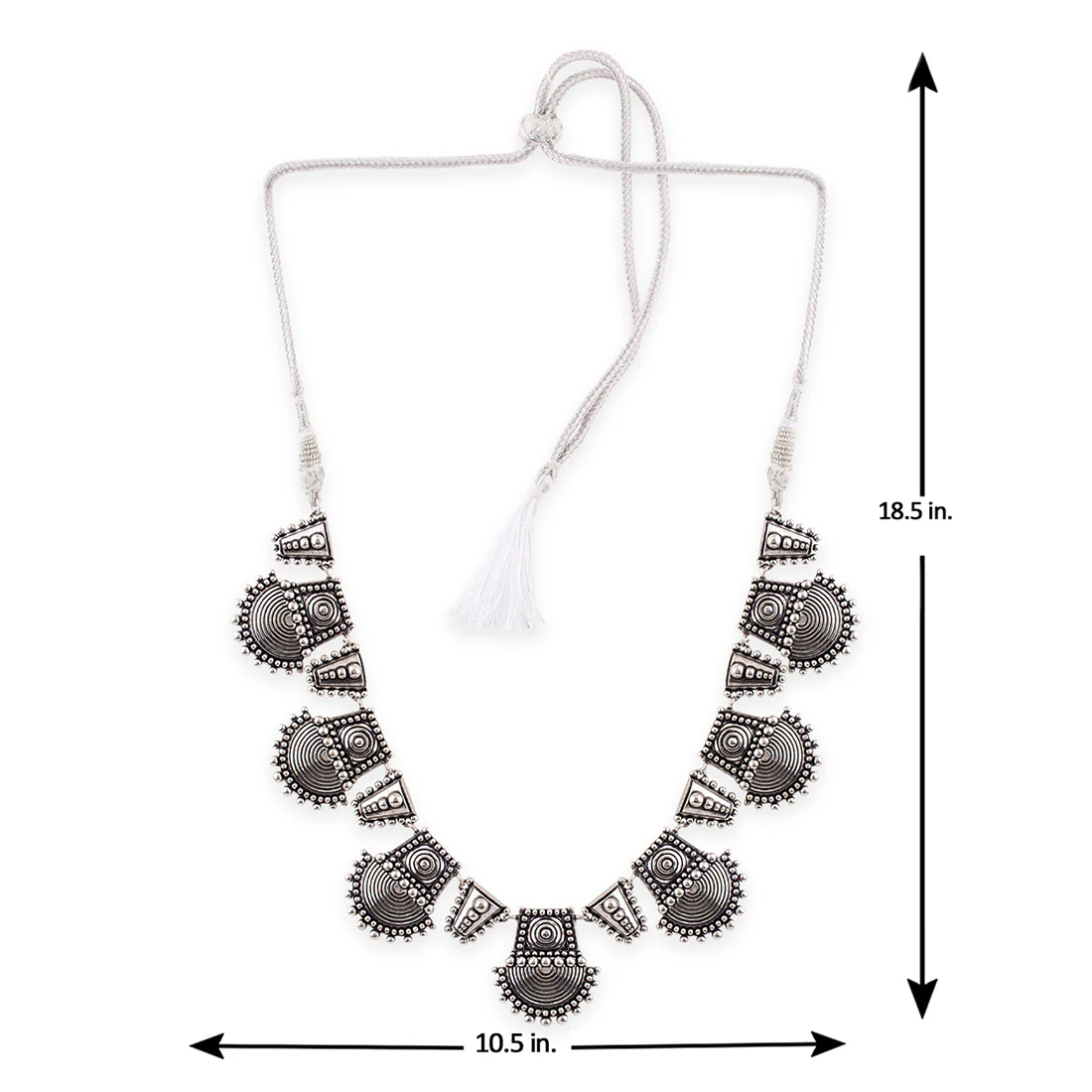 Rava Ball Silver Oxidized Statement Necklace - Image 5