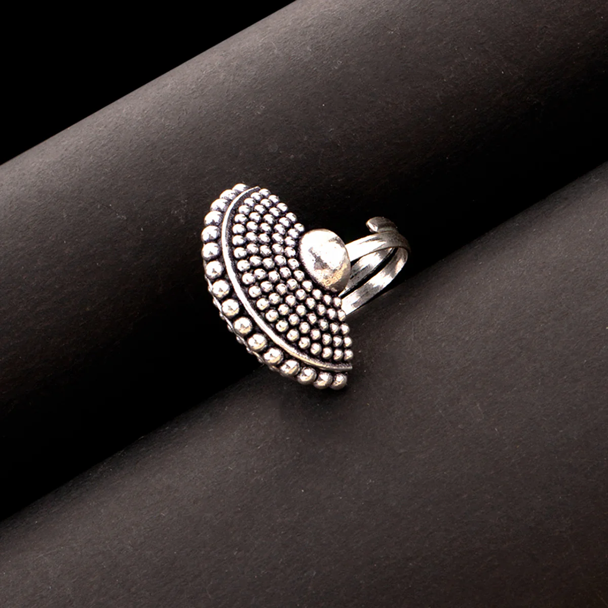 Rava Ball Silver Oxidized Statement Ring
