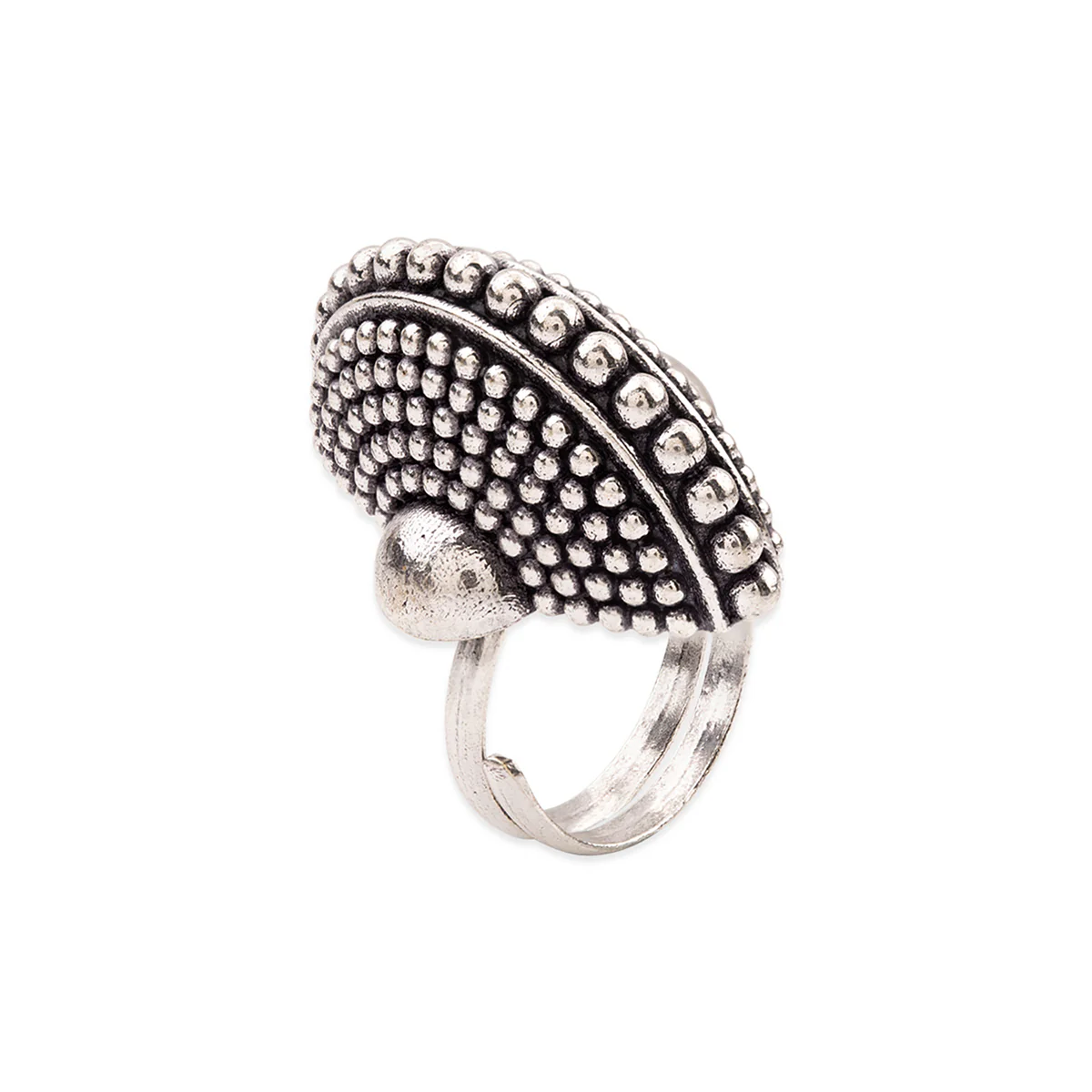Rava Ball Silver Oxidized Statement Ring - Image 3