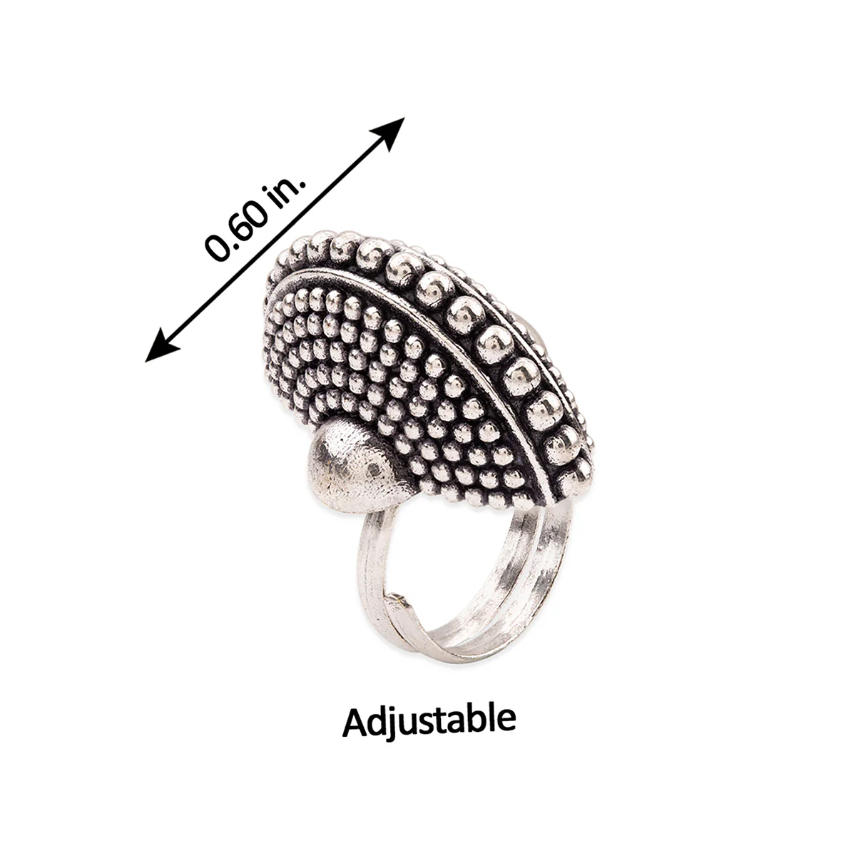 Rava Ball Silver Oxidized Statement Ring - Image 5