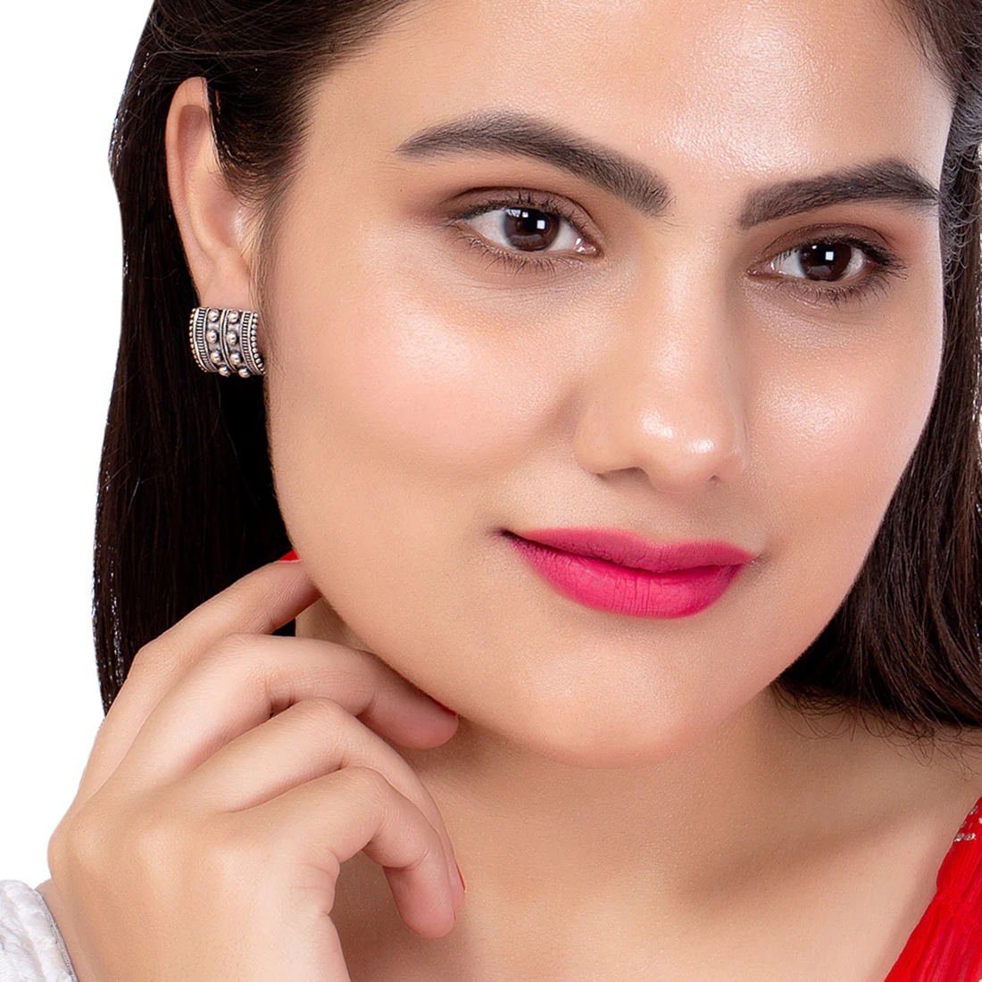 Rava Ball Studs With Silver Oxidized Finish - Image 2