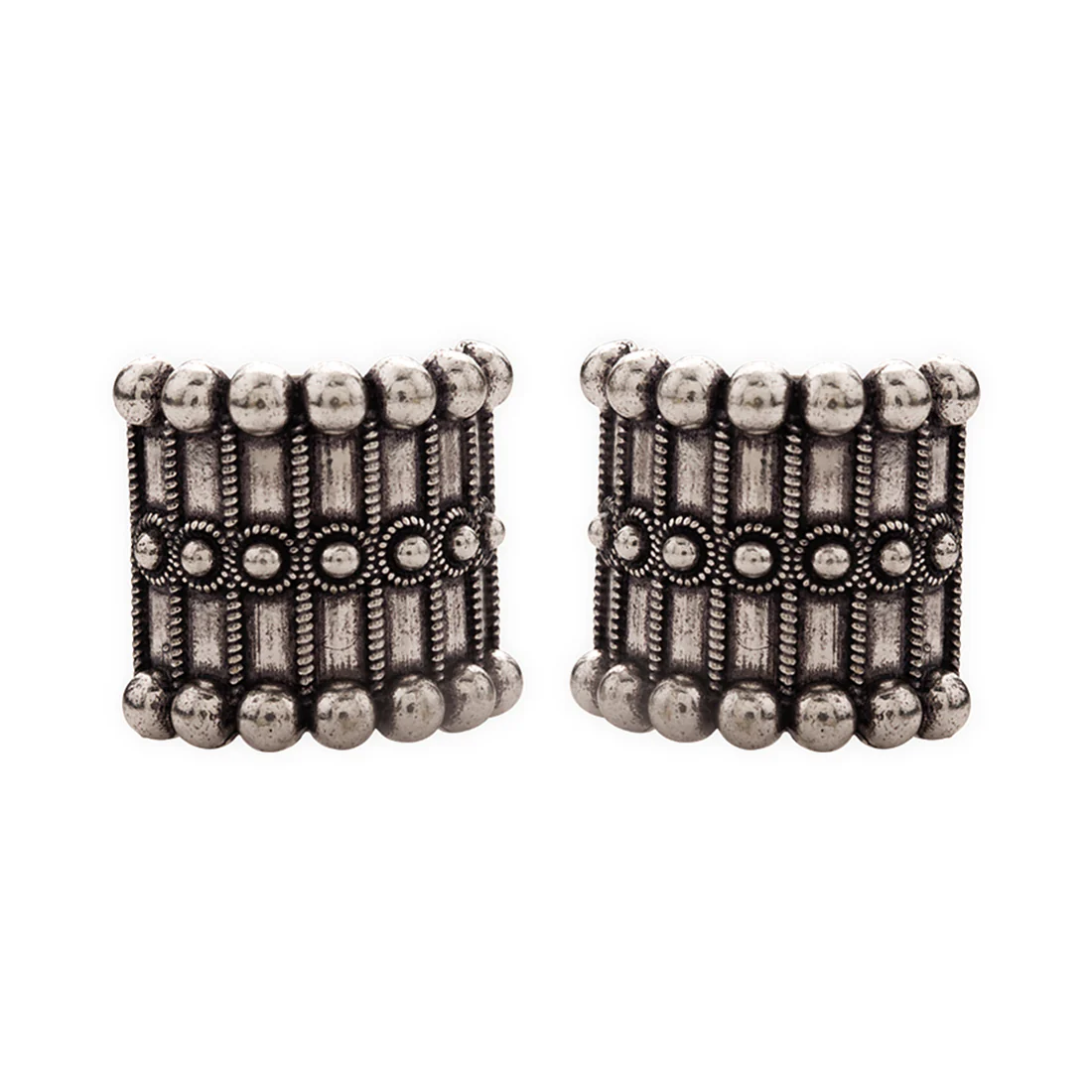 Rava Ball Trendy Oxidised Stud Earrings - Image 3