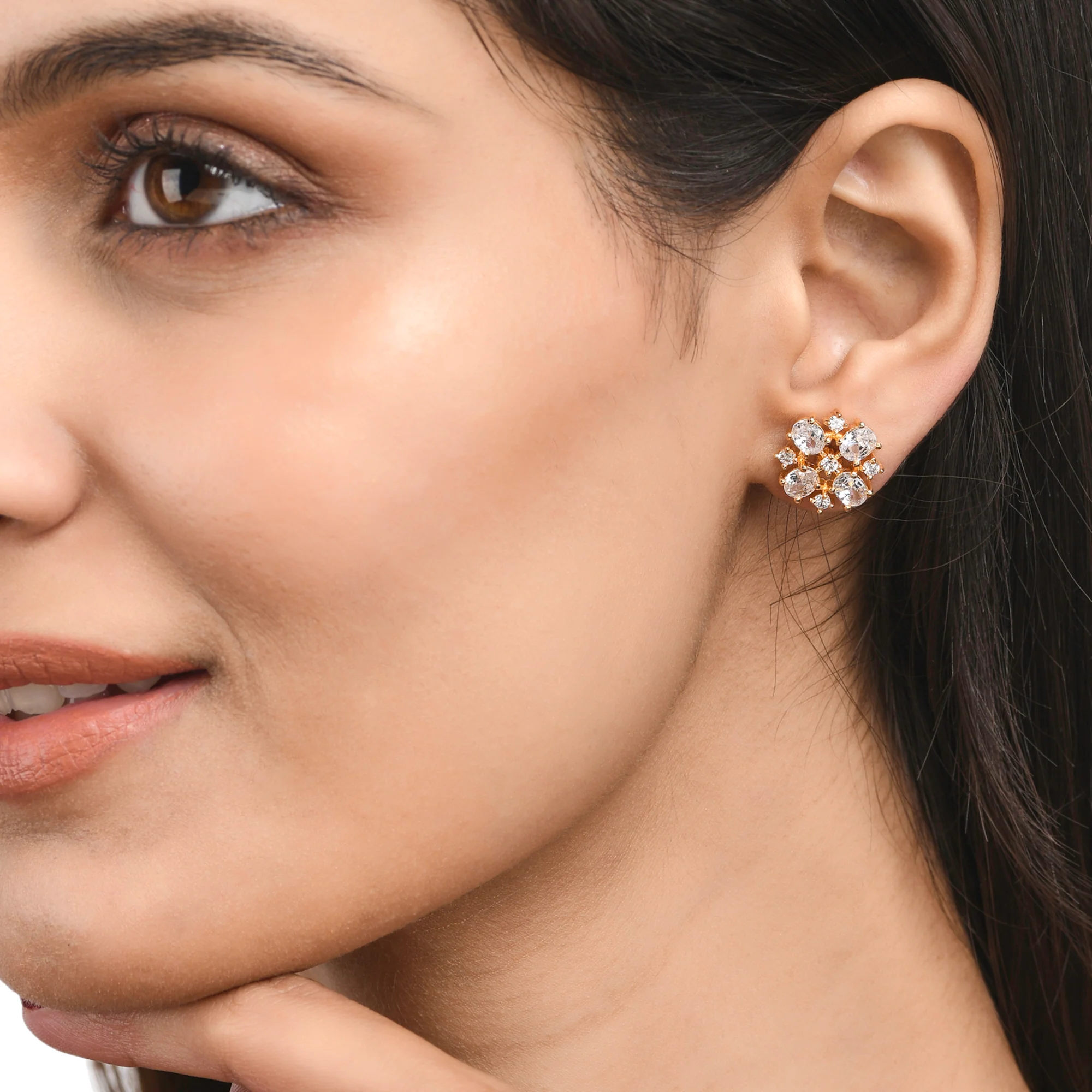 Rectangle Cut CZ Gems Casual Stud Earrings - Image 2