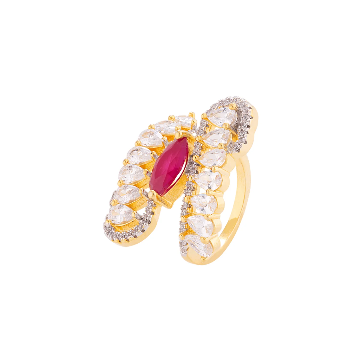 Red and White American Diamond Gems Ring - Image 3