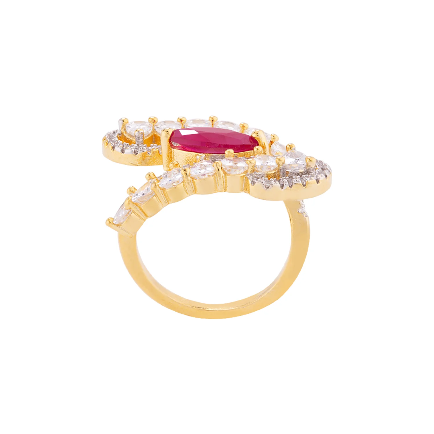 Red and White American Diamond Gems Ring - Image 4