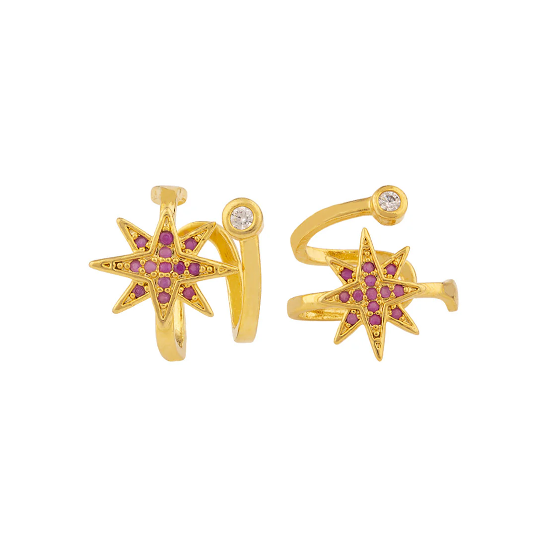 Red CZ Gems Star Earrings - Image 3