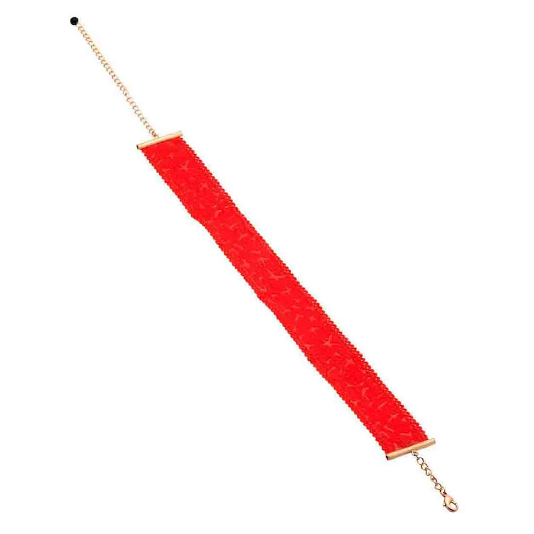 Red Fabric Choker Necklace - Image 2