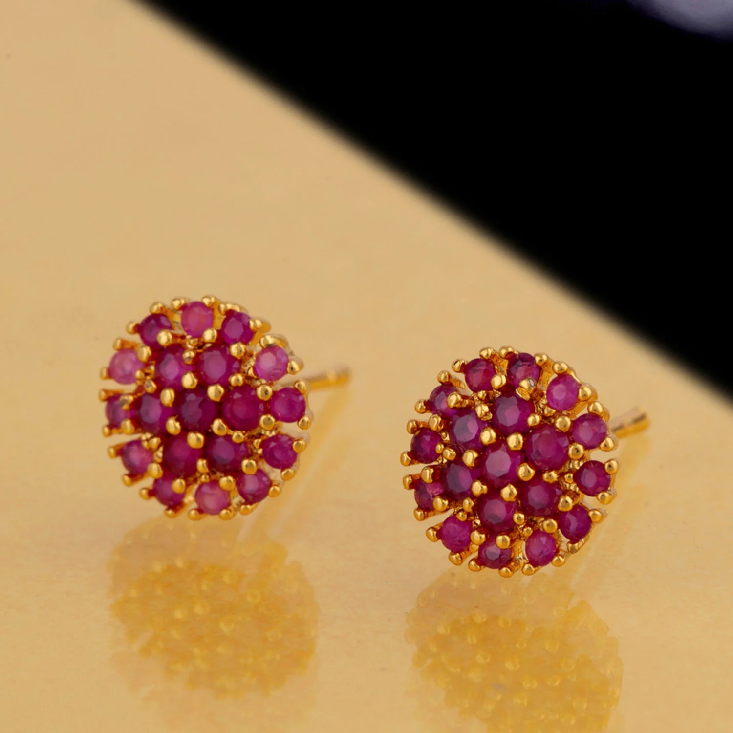Red Gemstones Adorned Earrings