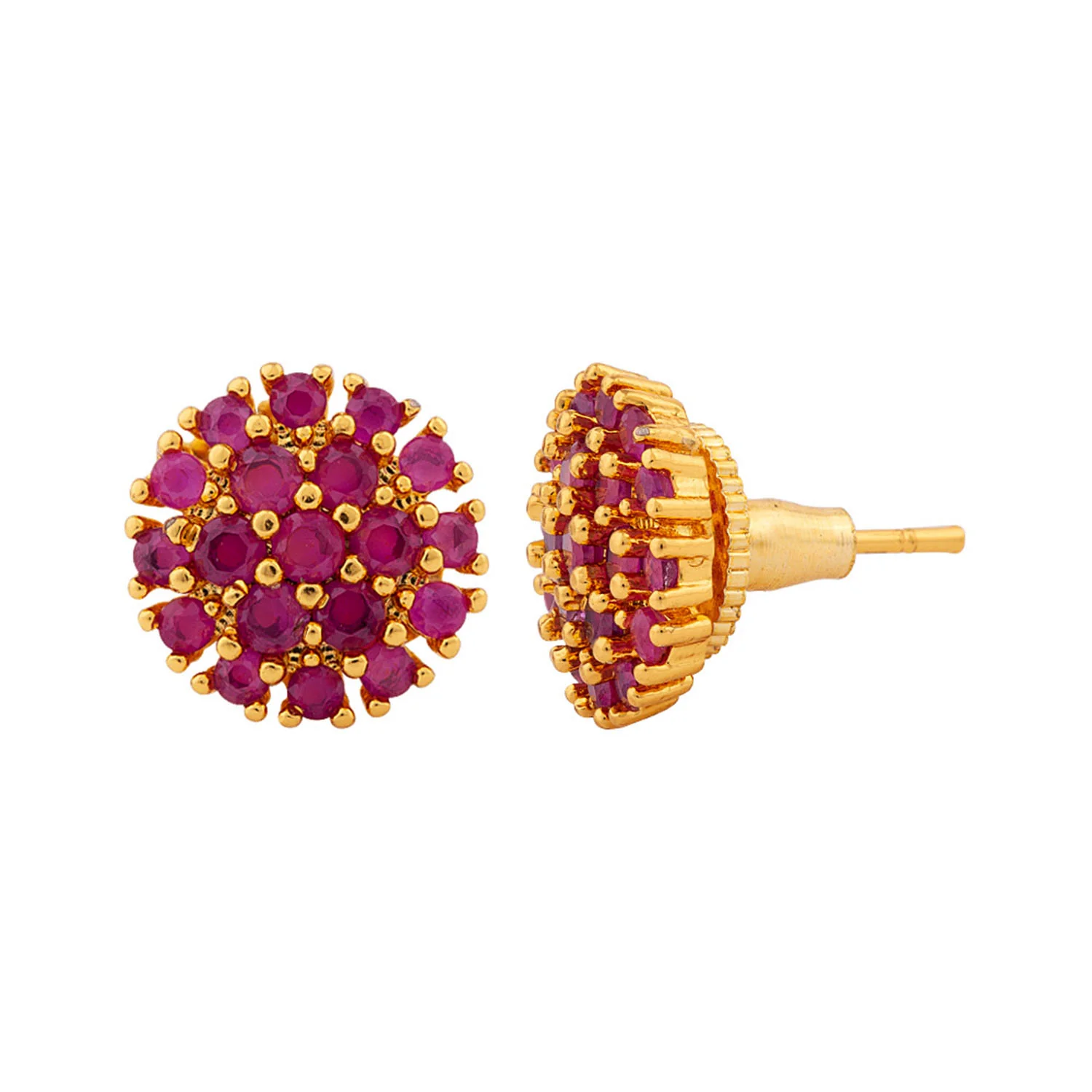 Red Gemstones Adorned Earrings - Image 3