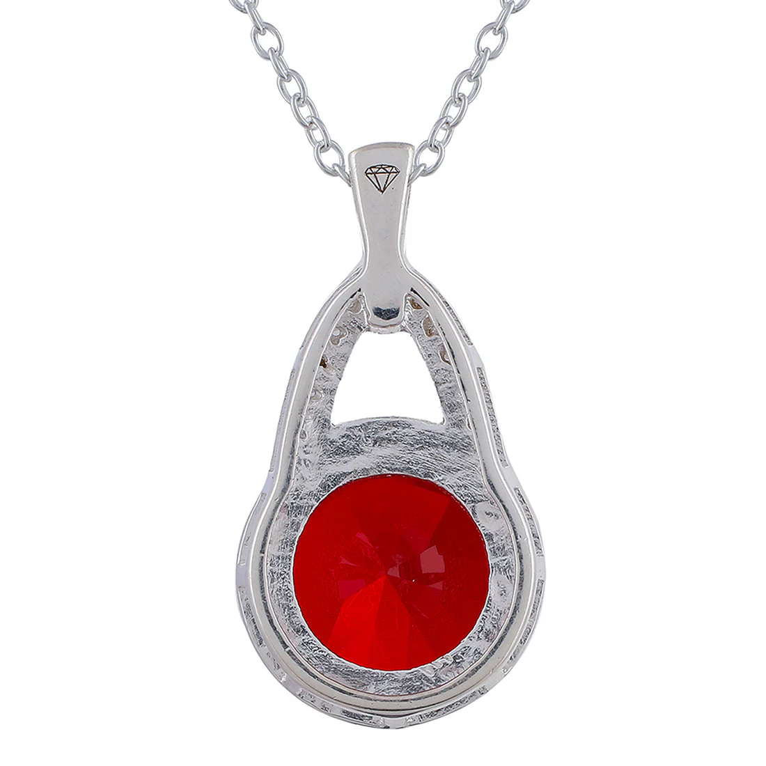 Red Stone Studded 925 Sterling Silver Pendant Set - Image 6